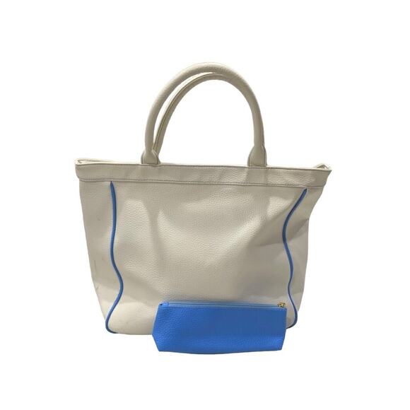 Vintage Estee Lauder Tote Bag Purse Beach with Pouch‎ Beige Blue - Picture 4 of 9